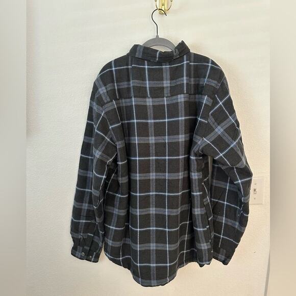 NWT Men’s Grizzly Mountain Flannel Jacket Blue Plaid Sherpa Lined Snap Down XL - Picture 2 of 7